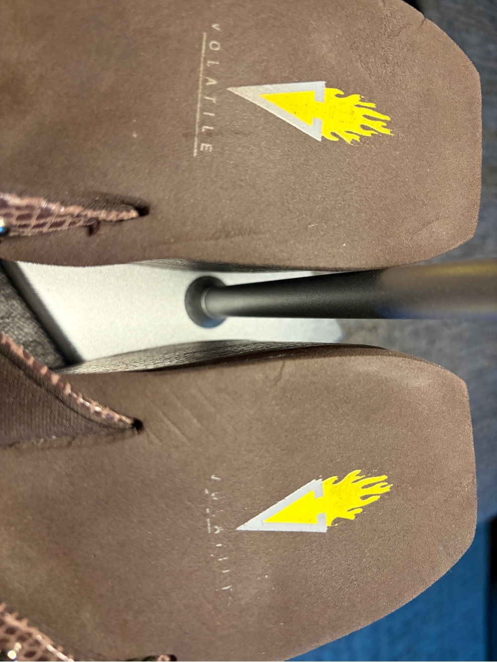 Volatile Brown Wedge Thong Sandals with Crystal Accents - Picture 6 of 7